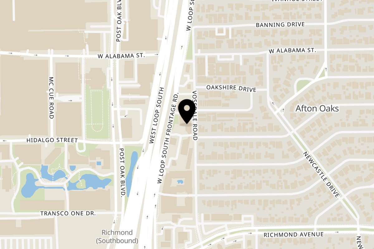 Map showing the location of Narin's Bombay Brasserie on 3005 W Loop S in Houston